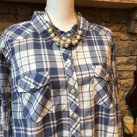 NWOT Torrid Blue Plaid Shirt Size 2X - Picture 2 of 5